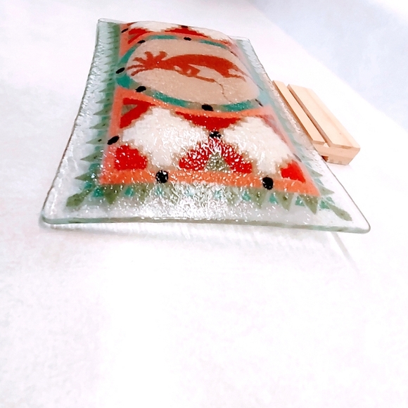KOKOPELLI FUSED GLASS TRAY SIGNED BY PEGGY KARR RETIRED 2002 - Picture 6 of 9